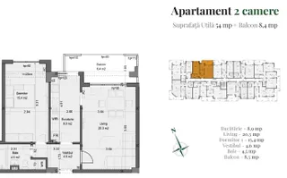 Apartament 2 camere Pallady, dormitor 15 mp - comision 0% - Schiță 15
