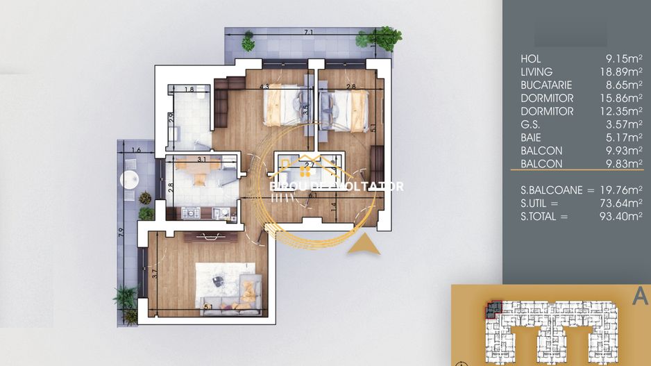 Metrou la 8 minute Decomandat Mare 2 balcoane Vedere libera Pallady - Poză 10