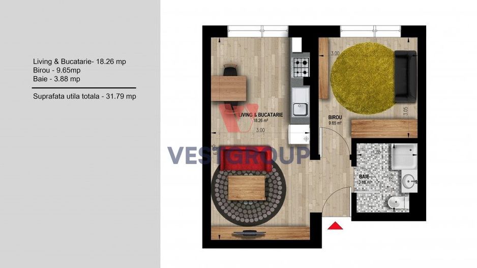 Apartament 2 camereDirect Dezvoltator Weiner 12 Residence Militari - Schiță 20