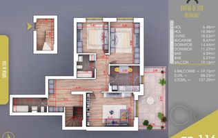 Apartament 3 camere cu TERASA,FINALIZAT,Pallady, Metrou Teclu 10 min