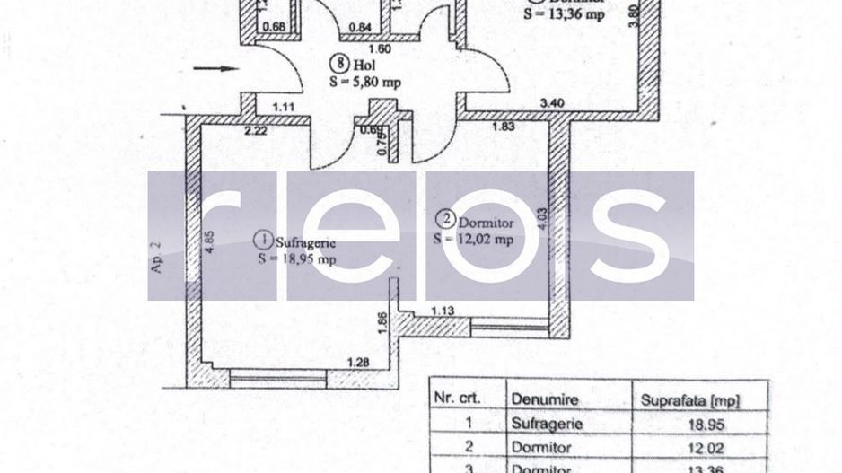 APARTAMNET 3 CAMERE | PARTER | PIATA VICTORIEI | 62MP | - Schiță 8