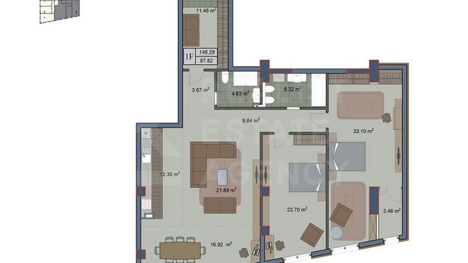 Vânzare, apartament, 2 camere + living, str Columna, Centru. - Poză 17