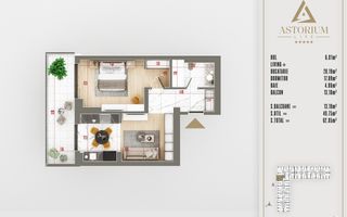 2 camere finalizat proiect premium titan pallady - Schiță 6