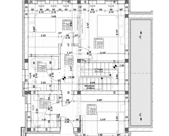 Comision 0! Duplex cu 5 camere despartit prin camera tehnica. Asfalt. - Schiță 18