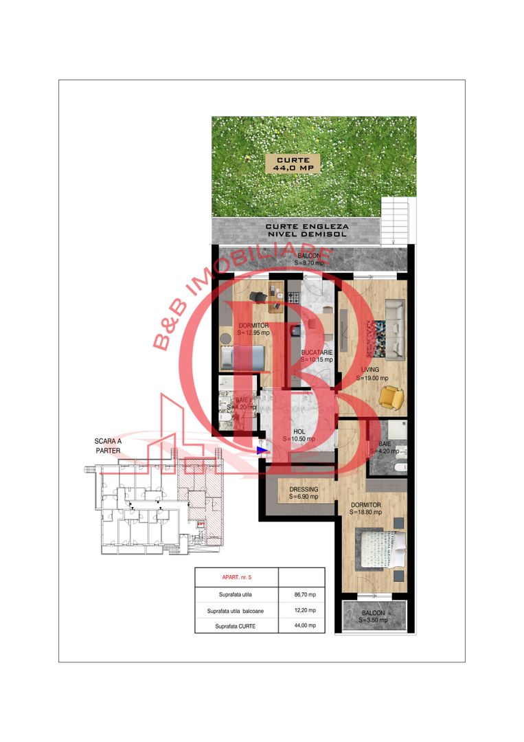 3 camere cu gradina  Pallady Metrou Nicolae Teclu - Schiță 11