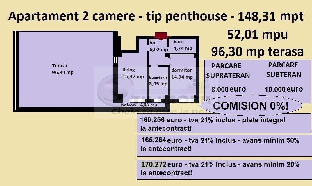 Penthouse decomandat de vanzare in Iasi, Galata, 148,31 mp, bloc nou - Poză 2