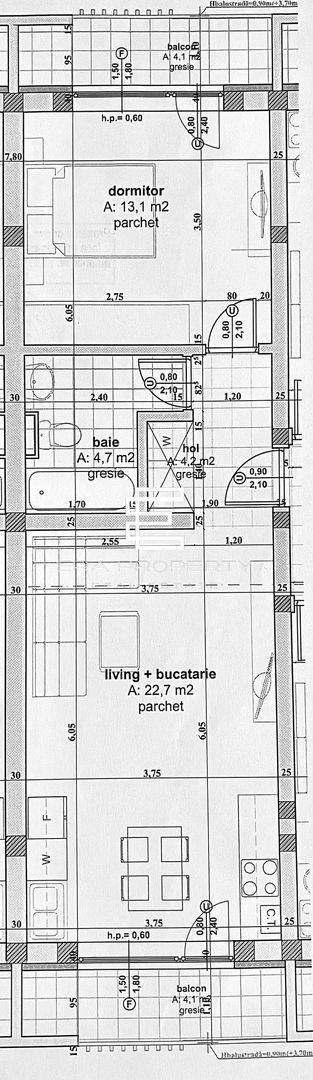 Apartament 2 camere 45 mp mobilat utilat , zona Cartierul Arhitectilor - Schiță 10