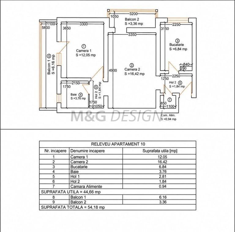 Apartament cu 2 camere etaj 2 Tipografilor - Schiță 10