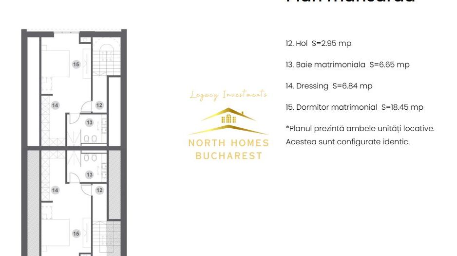 Duplex moder 4 camere, 3 bai, 2 locuri de parcare - Bucurestii Noi - Poză 18