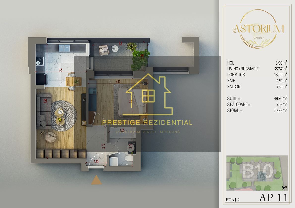 Ap 2 Camere Complex Premium,Piscina,Pista Atletism,Titan-Auchan - Schiță 5