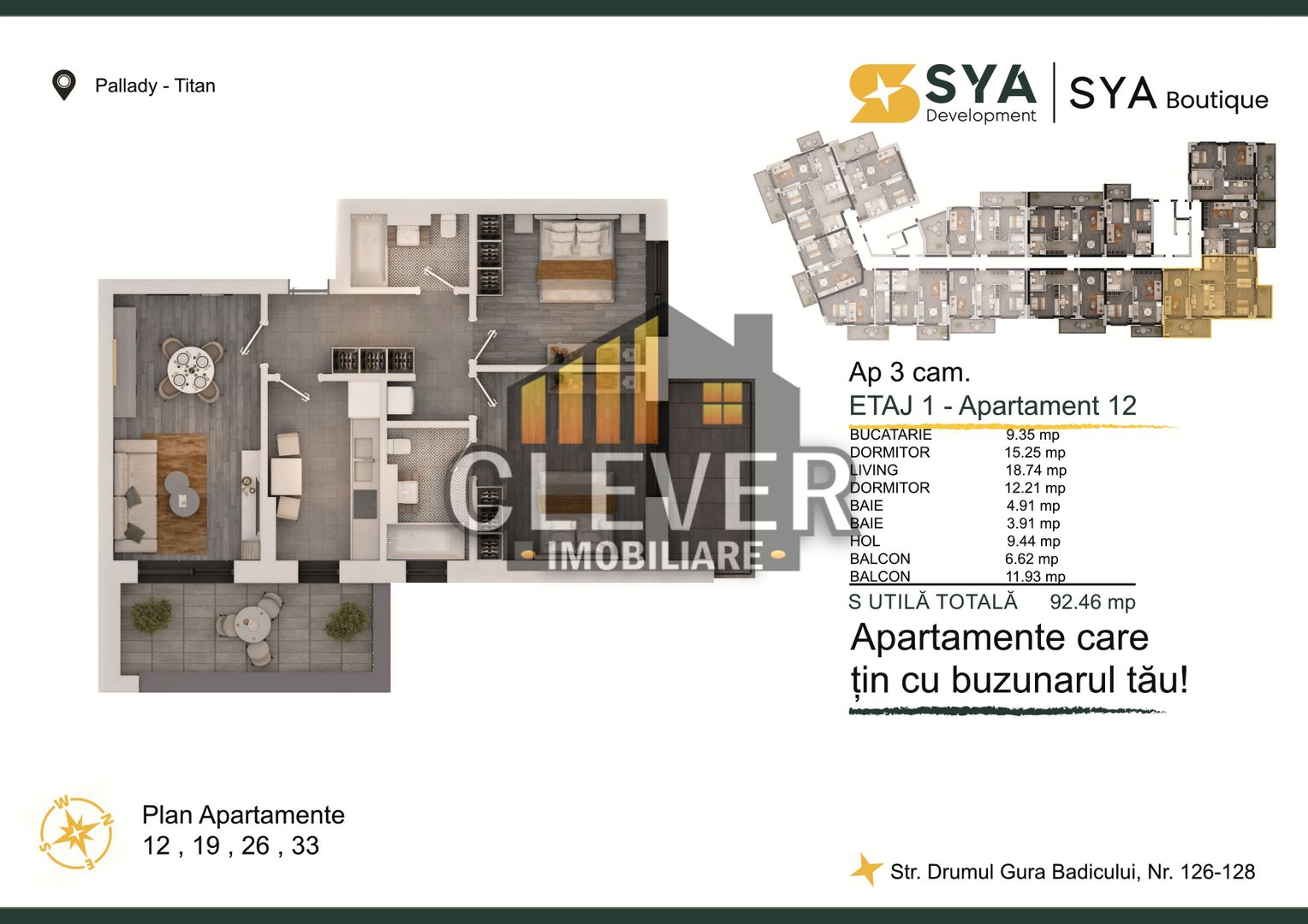 Ap 3 camere decomandat Pallady, Discount Parcare, Comision 0% metru Teclu - Schiță 9