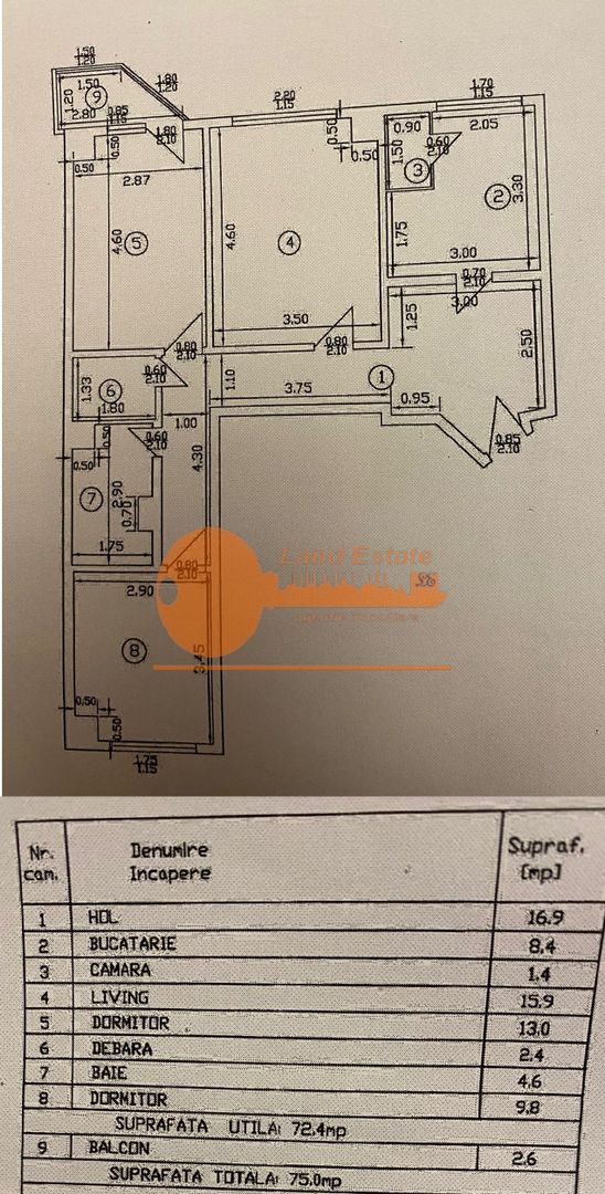 Apartament 3 camere decomandat – Delfinului / Mega Mall / Parcul Național - Schiță 9