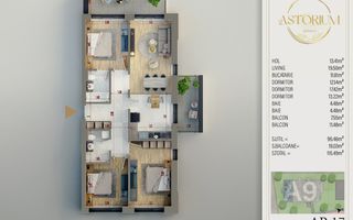 Ap 4 Camere Complex Premium,Piscina,Pista Atletism,Titan-Auchan - Schiță 5