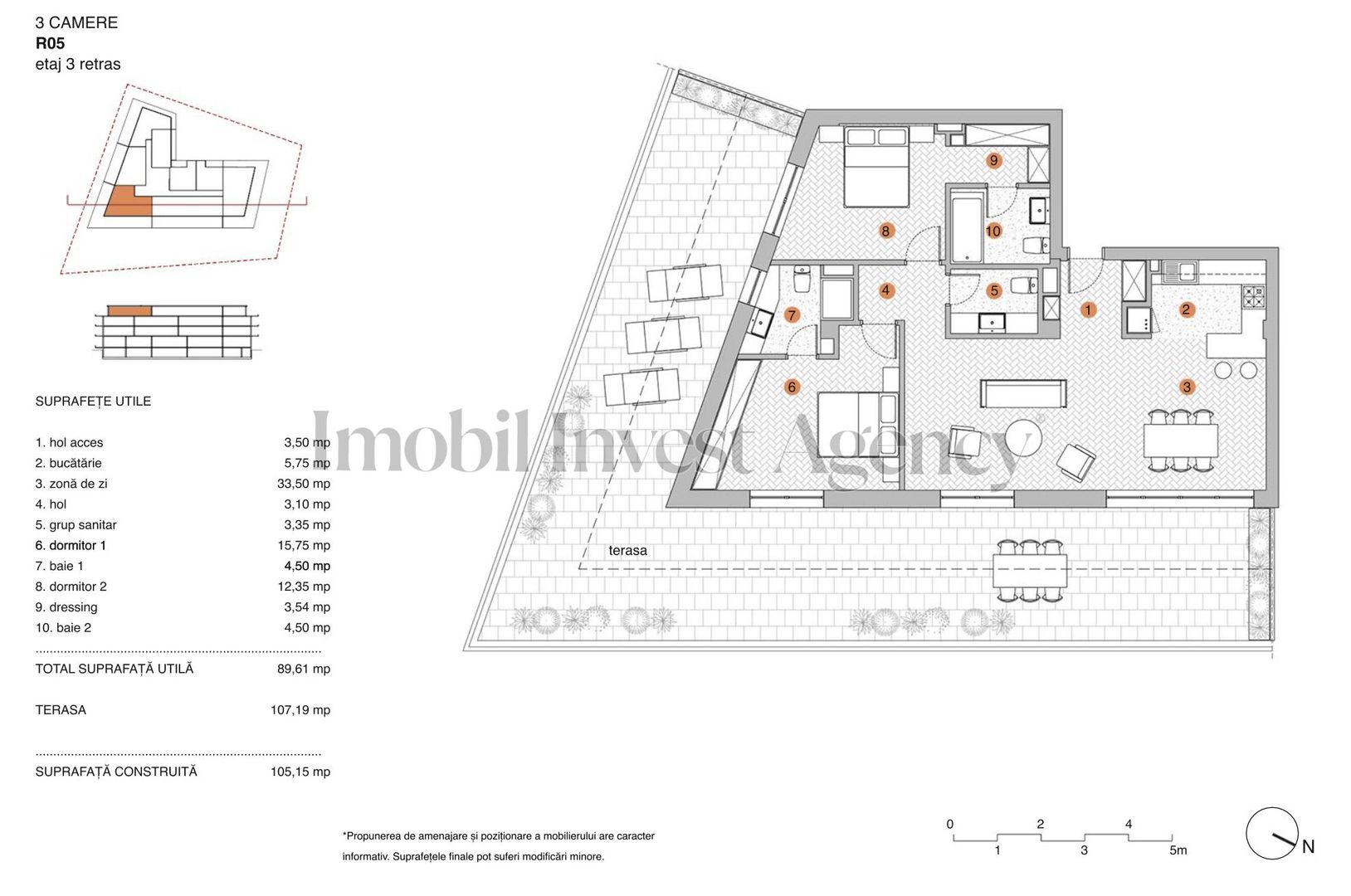 Apartament 3 camere de vanzare Pipera in bloc cu vedere la lac - Schiță 3