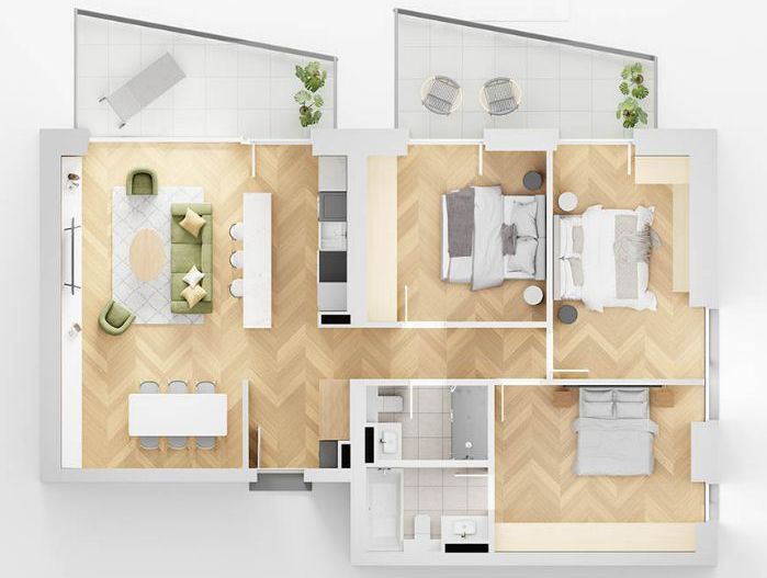 apartament 4 camera lakefield BM2 - Schiță 1