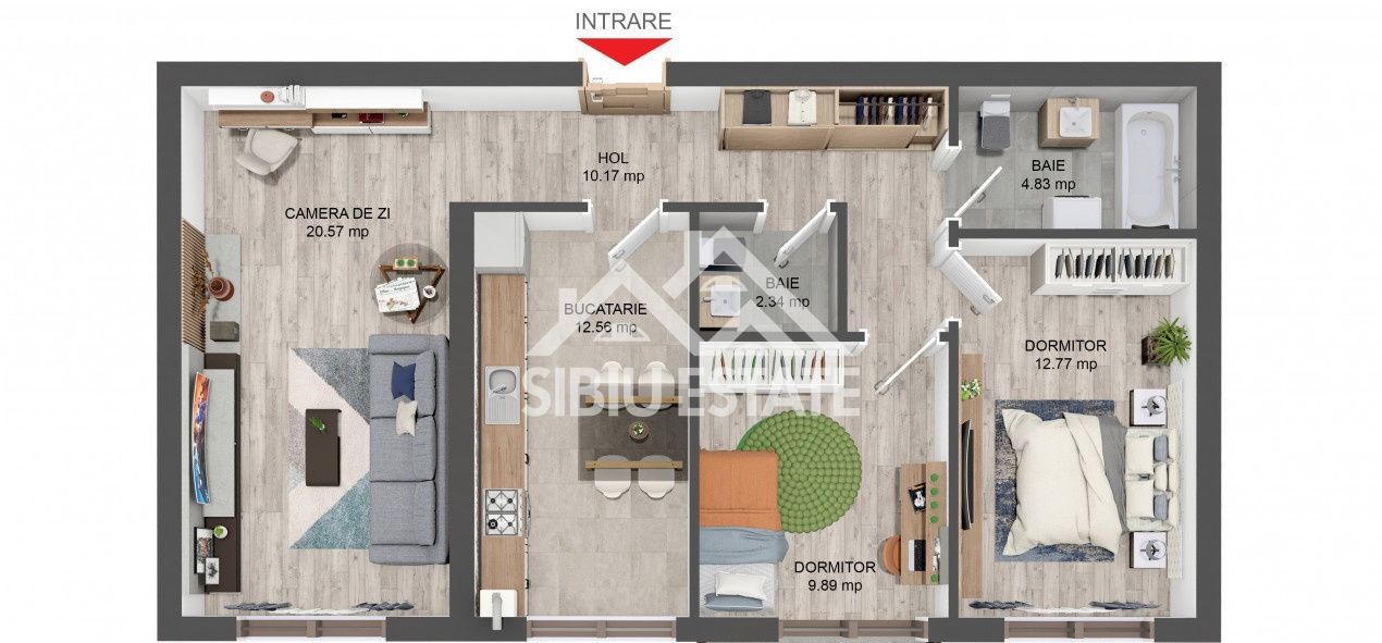 Apartament cu 3 camere, 2 bai, boxa 20 mp. loc de parcare -Finisat la cheie - Poză 2