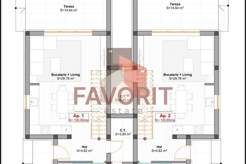 Duplex cu 4 camere de Vanzare. Mosnita Noua. Finisaje la alegere. - Poză 5