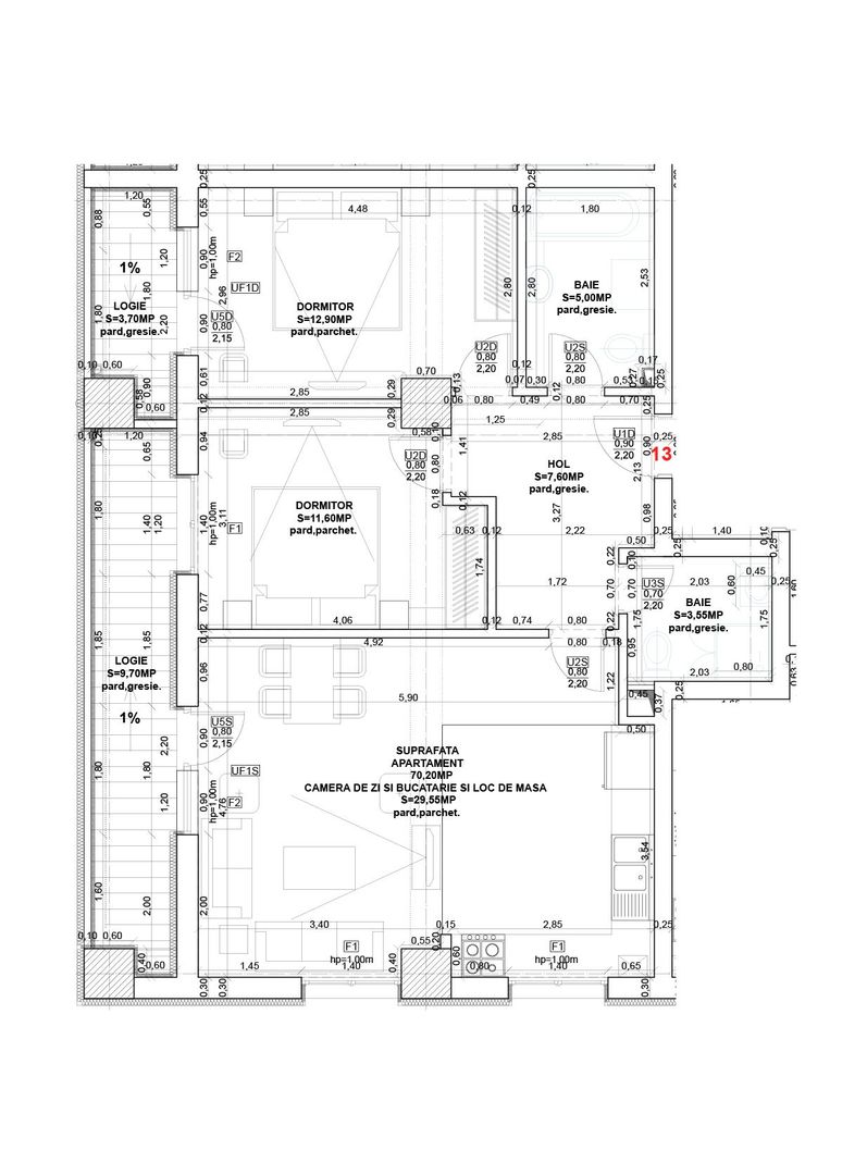 Apartament 3 camere, proiect nou, Calea Surii Mici, Sibiu - Schiță 2