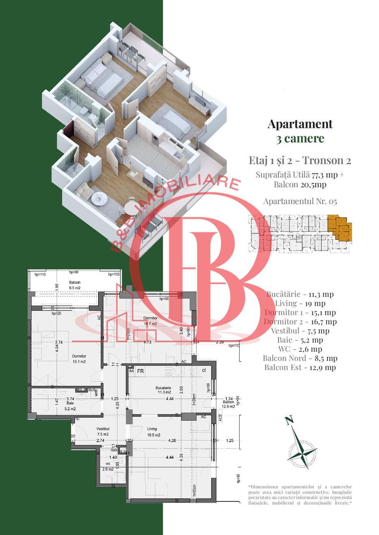 Apartament 3 camere Compartimentare Ideala Theodor Pallady Metrou Teclu - Schiță 1