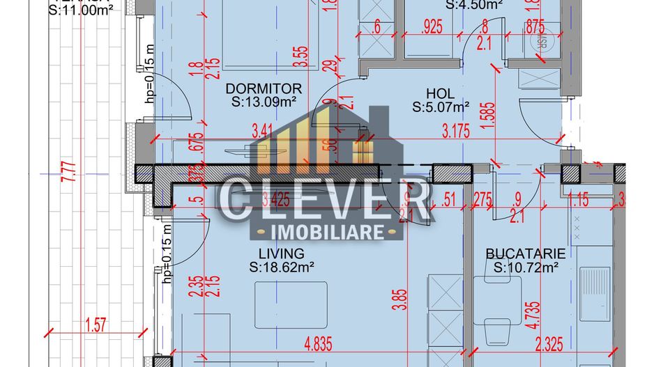 2 camere Pallady,  63 mp | Terasă 11 mp | Bucătărie separată - Schiță 20