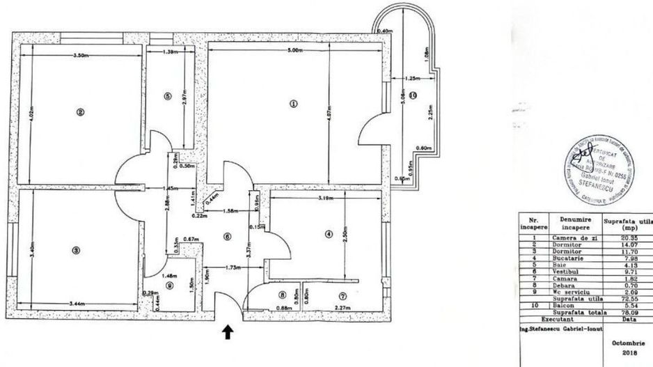 3 CAMERE | BLOC REABILITAT|  ETAJ INTERMEDIAR | LIFT NOU | ZONA UNIRII - Schiță 9