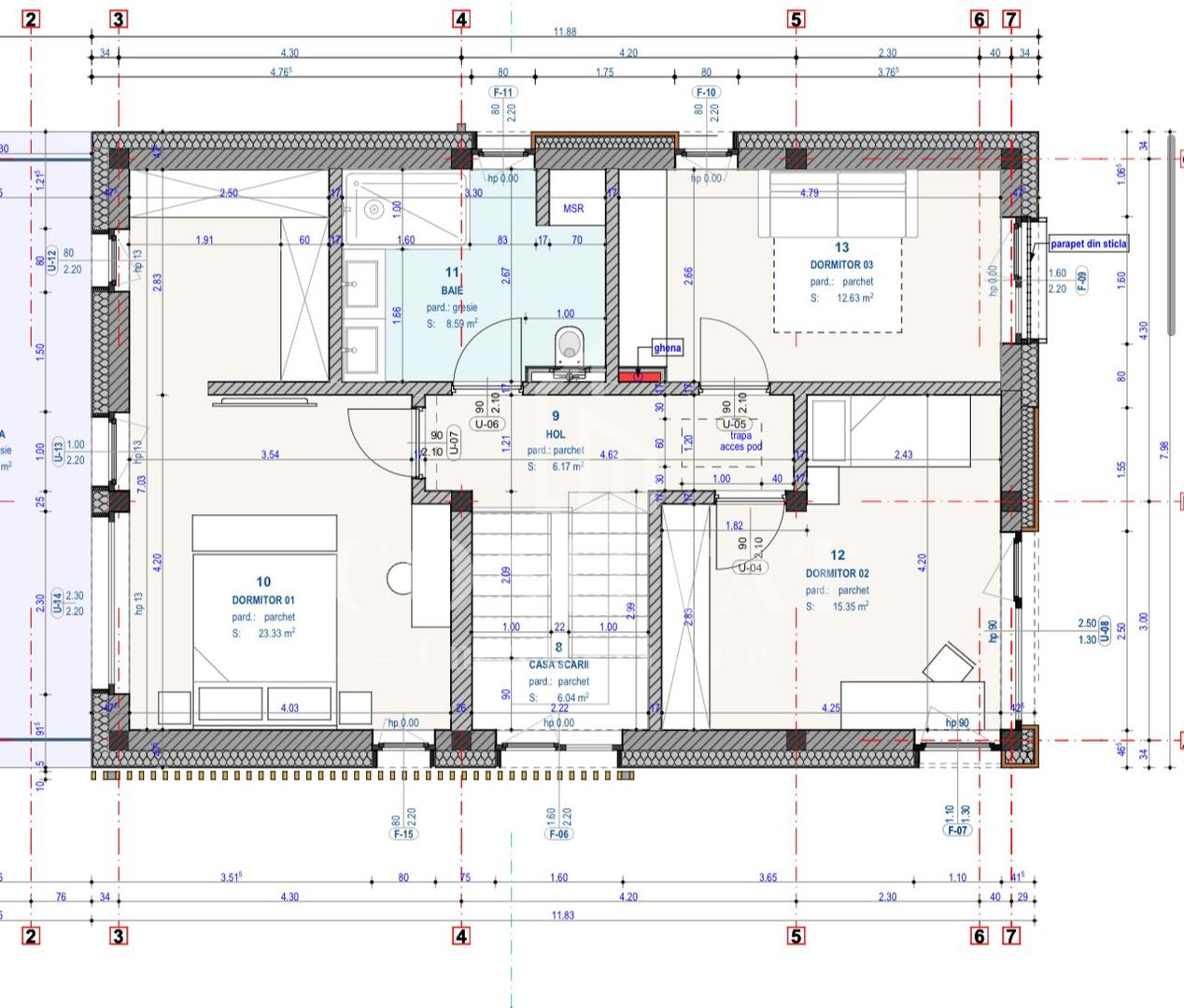 Casă individuală cu 699 teren la preț bun Chinteni - Schiță 22