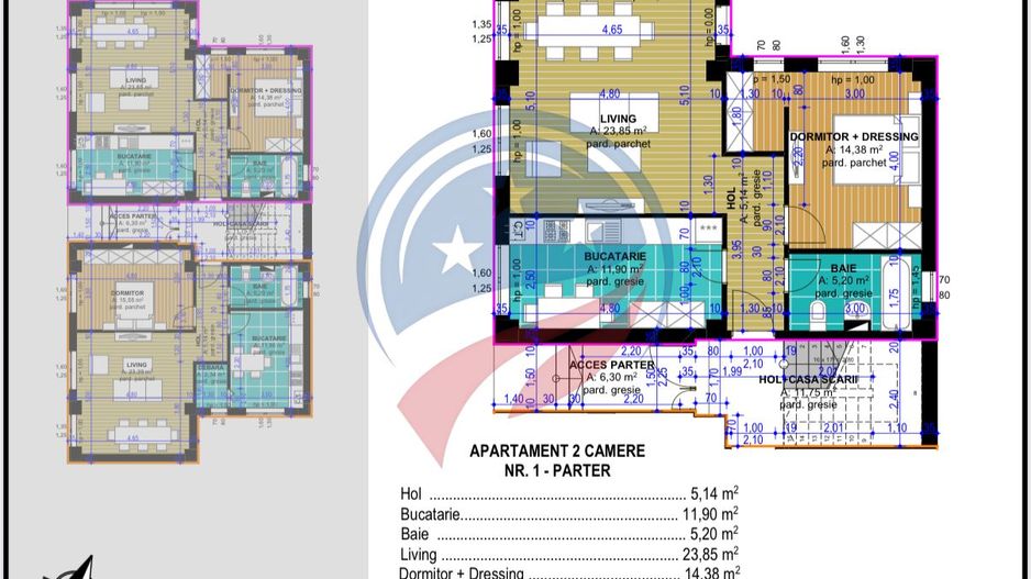 Spațiu comercial / Apartament 2 camere – bloc nou- parter – zona 1 Mai – Stadion - Poză 1