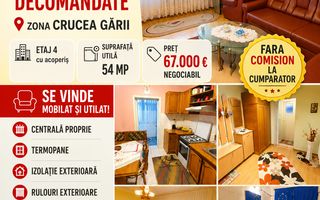Apartament cu 2 camere, mobilat si utilat, zona Crucea Gării; - Poză 1