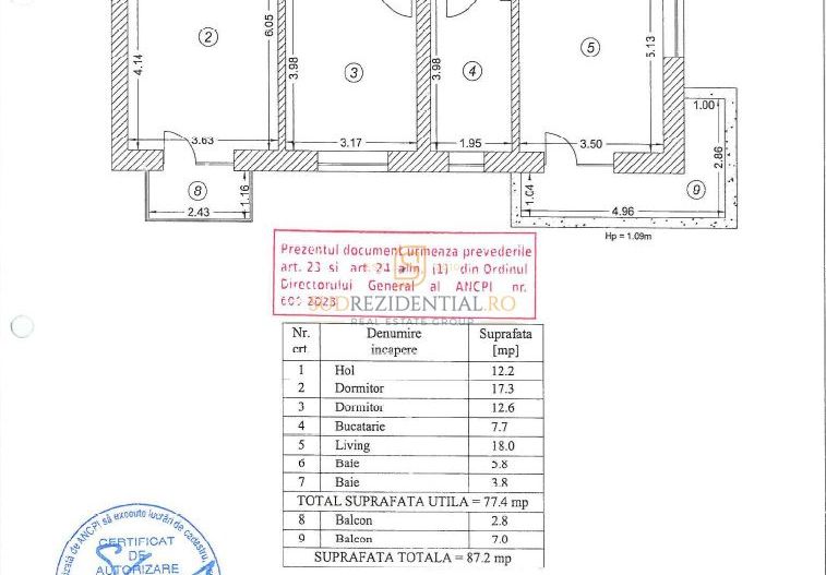 Apartament 3 camere decomandat, disponibil imediat, The Grand Kristal - Schiță 7