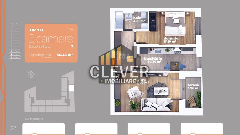 Apartament 2 camere decomandat Auchan Titan Liviu Rebreanu - Poză 2