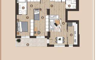 OCAZIE| APARTAMENT 3CAMERE| PIPERA | PARCARE KLAUS INCLUSA - Schiță 1