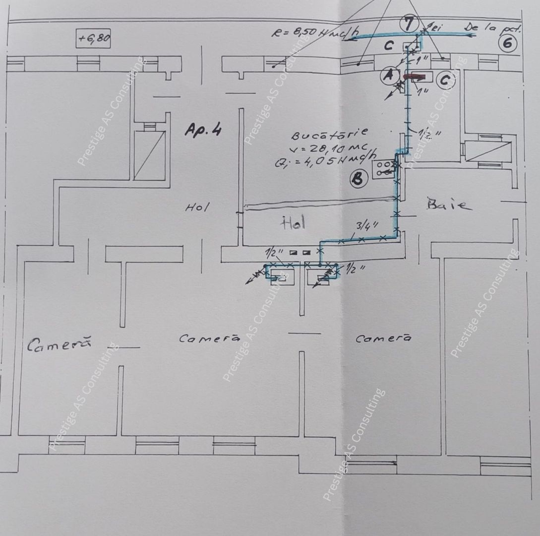 Apartament deosebit in Palat istoric 110 mp+ Balcon deschis- Piata Sf. Gheorghe - Schiță 12