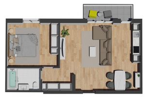 Apartament 2 camere, bloc nou, balcon, zona VIVO! - Schiță 7