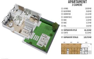 Apart.  cu CURTE ! Parcare + 2 BAI! In Prelungirea Ghencea! TVA inclus - Schiță 20