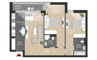 Apartament 3 camere | Balcon| Faza 3 - Poză 1