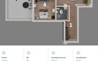 Apartament 3 camere, terasă 31 mp Otopeni central | parcare, comision 0 - Schiță 13