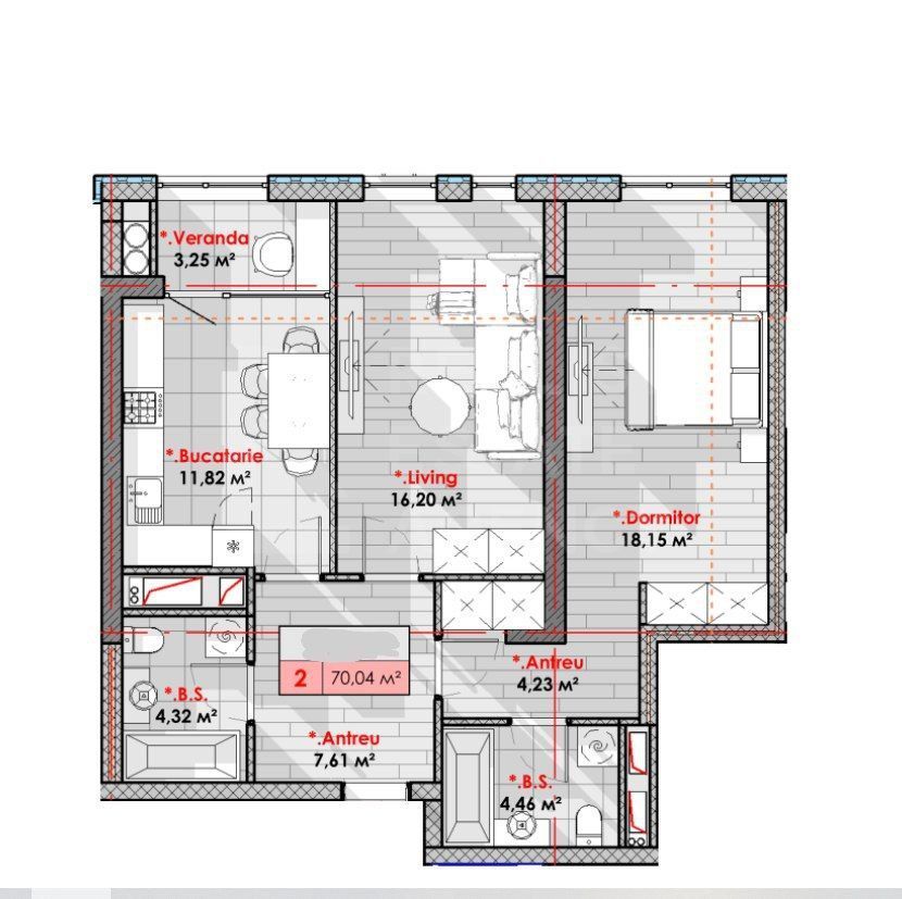 Vânzare, apartament, 2 camere, str. Calea Moșilor, Râșcani - Schiță 2