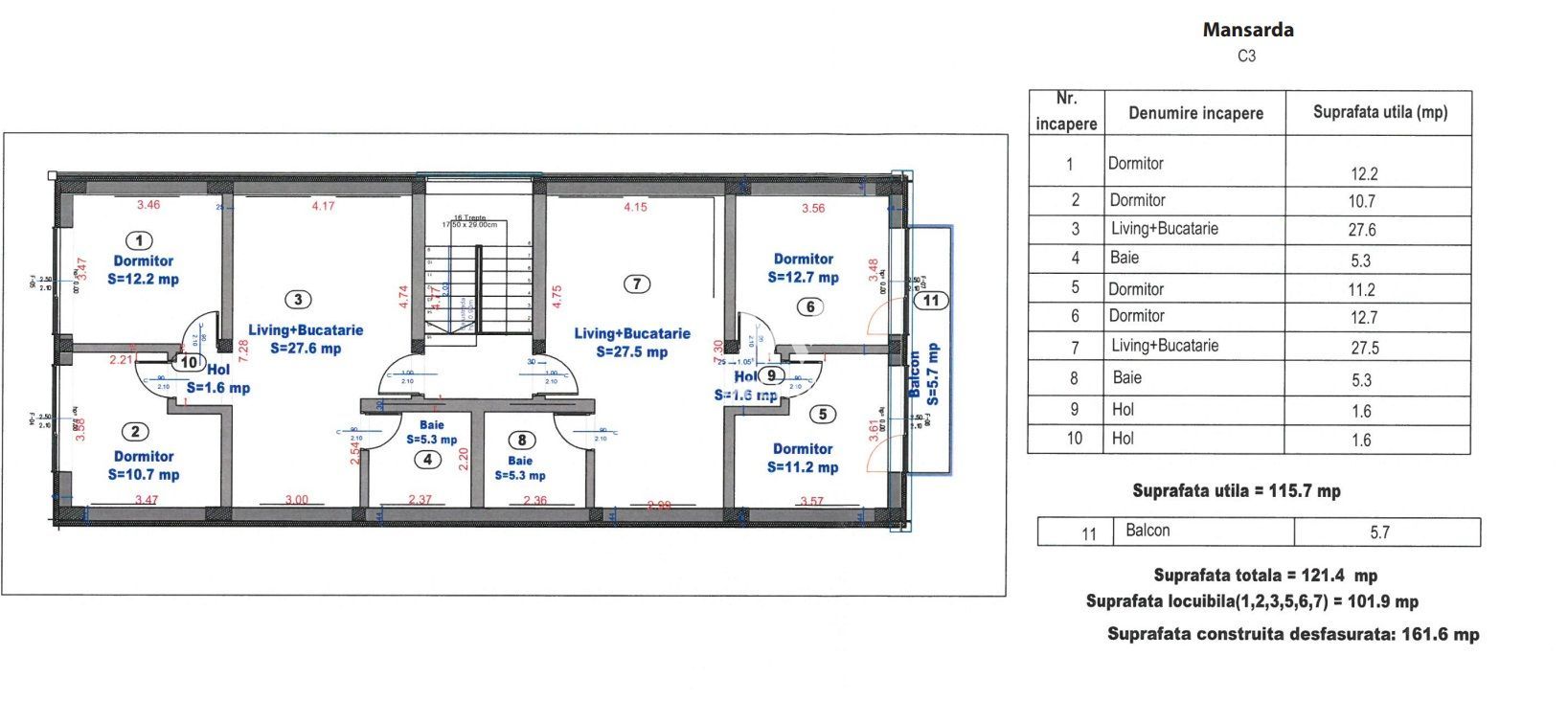 Apartament 3 camere finisat LA CHEIE - Turnisor Sibiu - Schiță 7