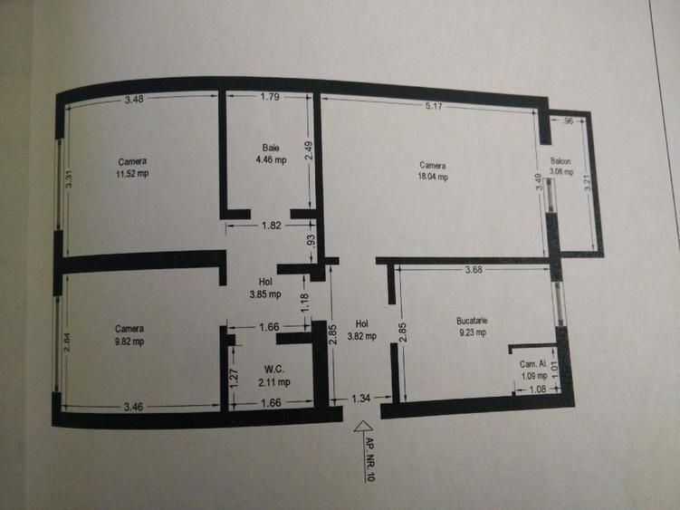 Aradului | 3 Camere | Decomandat | Bloc Izolat - Schiță 9
