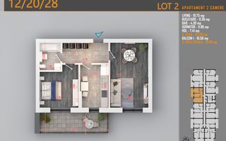 Apartament Decomandat 2 camere - Th. Pallady Metrou N. Teclu - Schiță 2