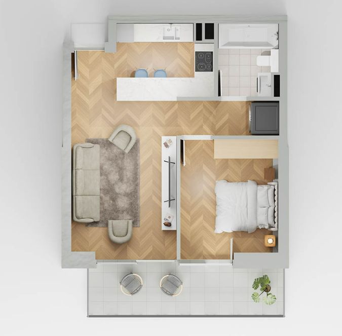 apartament 1 camera lakefield A3.1 - Schiță 1