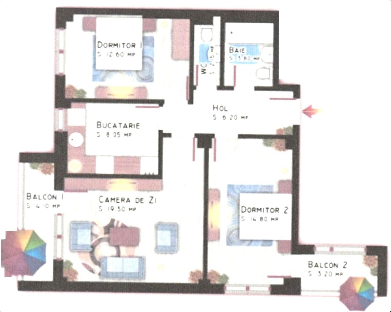 🏡 Închiriez Apartament cu 3 camere, bloc nou, parcare inclusă, vedere Parc Teil - Poză 2