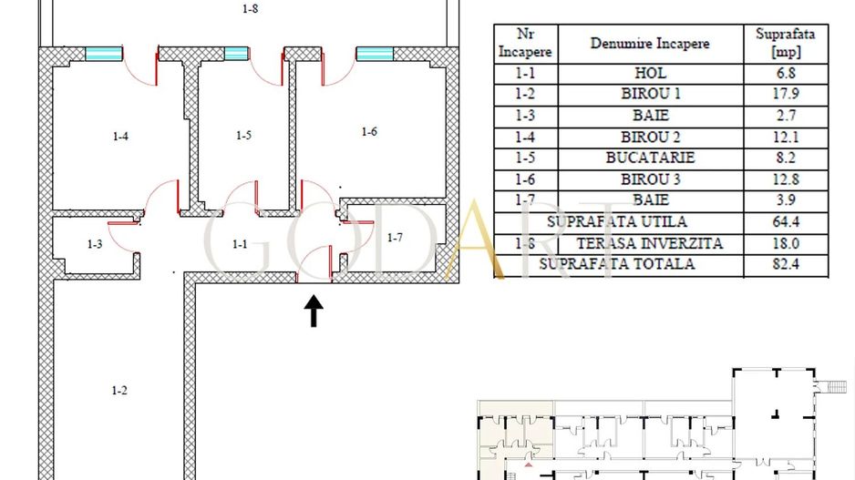 Apartament modern cu 3 camere și terasă de 18 mp | Platinum Residence - Schiță 5