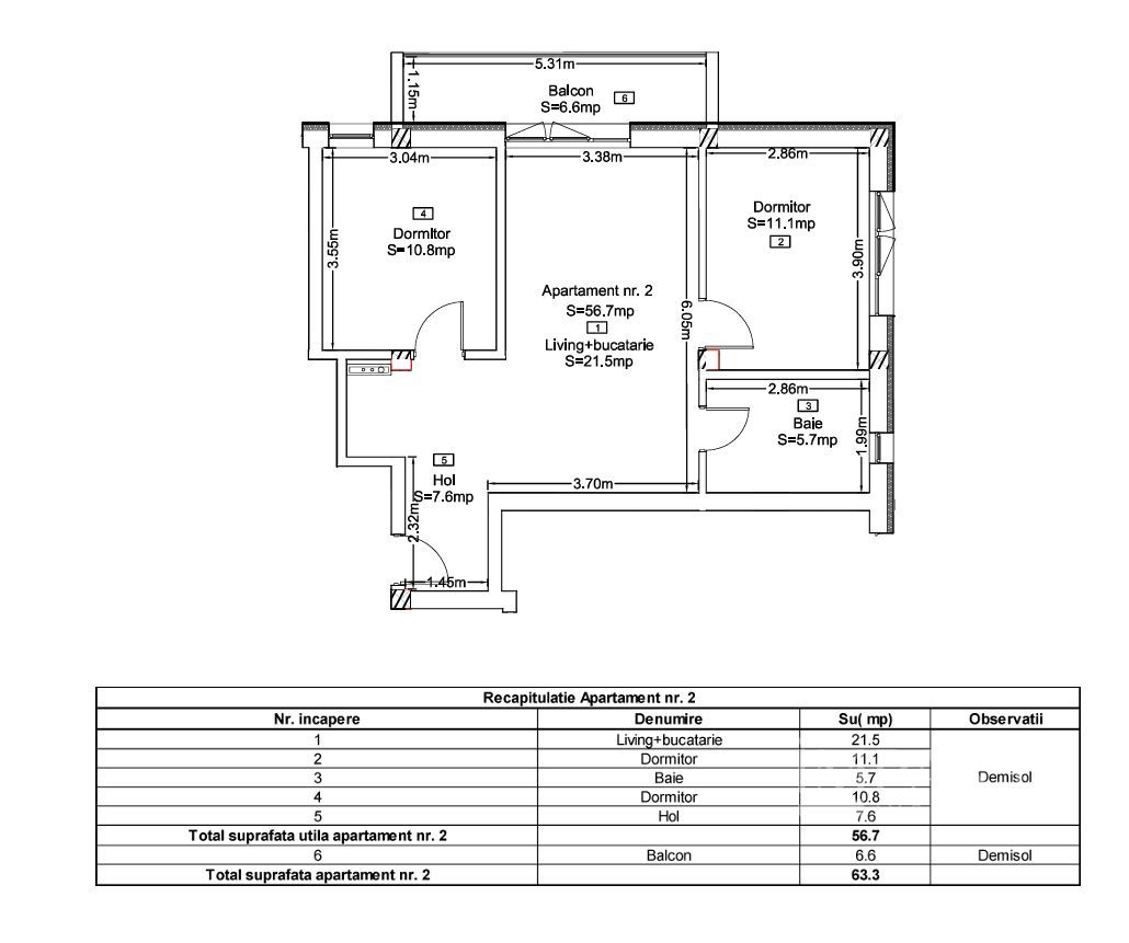 Apartament 3 Camere | Bloc Nou | Liziera Padurii | Terra, Floresti - Schiță 4