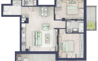 Apartament 3 camere | Balcoane 16.2 mp | Etaj 1 | Turnisor - Poză 1