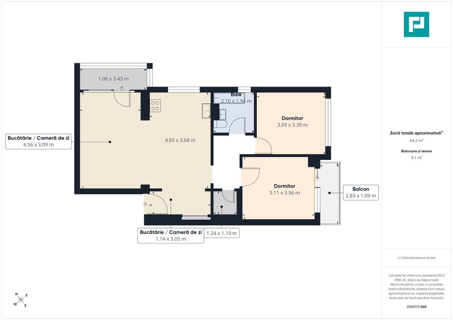 Apartament 3 camere, 65 mp, Nufărul, Oradea - Poză 10
