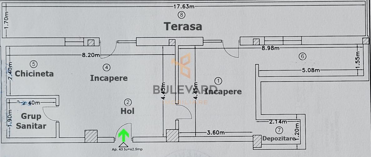 Spatiu de birou 62.5 mp + terasa 32 mp, parcare - Schiță 12