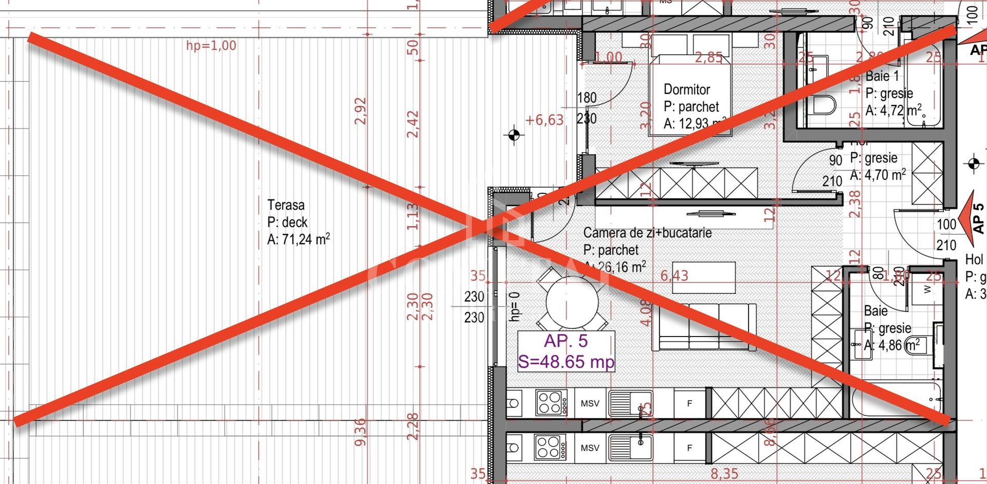 Apartament finisat cu terasă generoasă Imobil nou  Sopor - Schiță 9