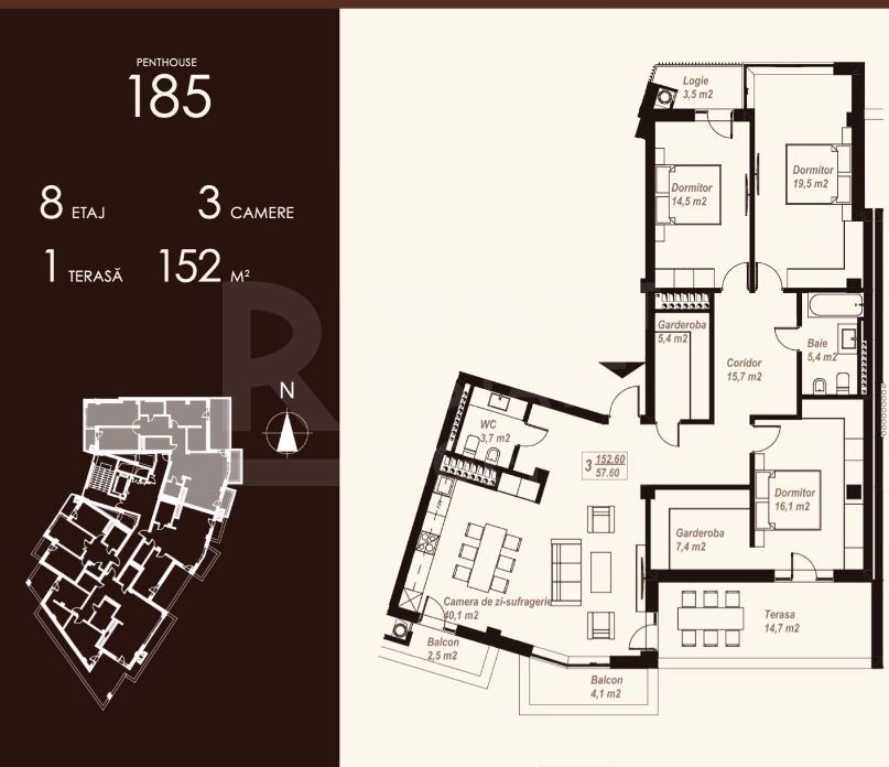 Vânzare  Penthouse 152 mp, strada Burebista, Ialoveni - Poză 9