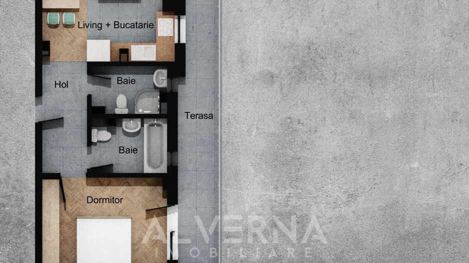 COMISION 0%! Apartament 3 camere, 59mp, semifinisat, terasa - Terra - Poză 1